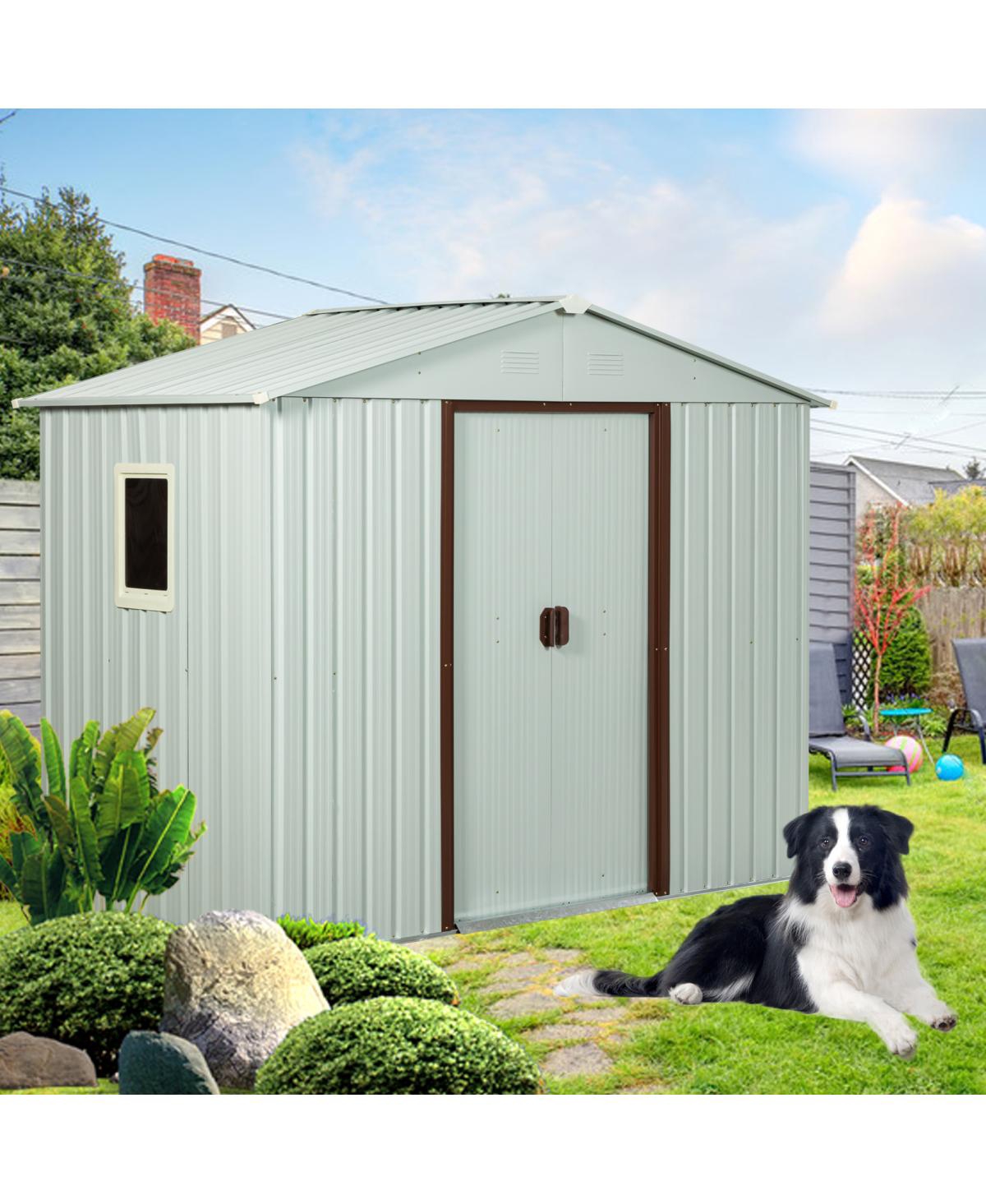 Streamdale Furniture 8FT X 4FT Outdoor Metal Storage Shed With Window- White