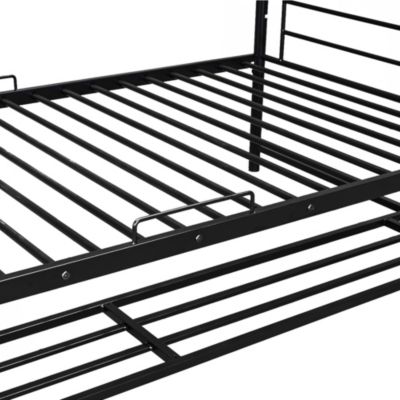 Streamdale Twin Over Twin Metal Bunk Bed With Shelf And Guardrails, White