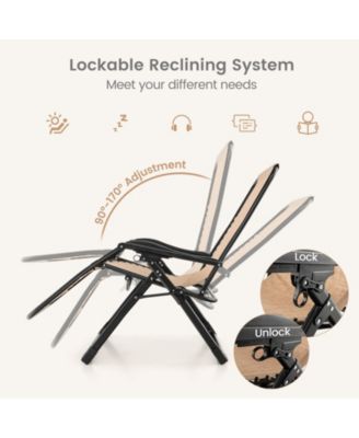 Adjustable Metal Zero Gravity Lounge Chair with Removable Cushion and Cup Holder Tray