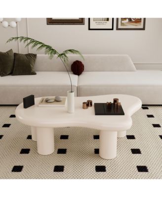 Streamdale 40 Inch Cream Cloud Shaped Coffee Table for Living Room