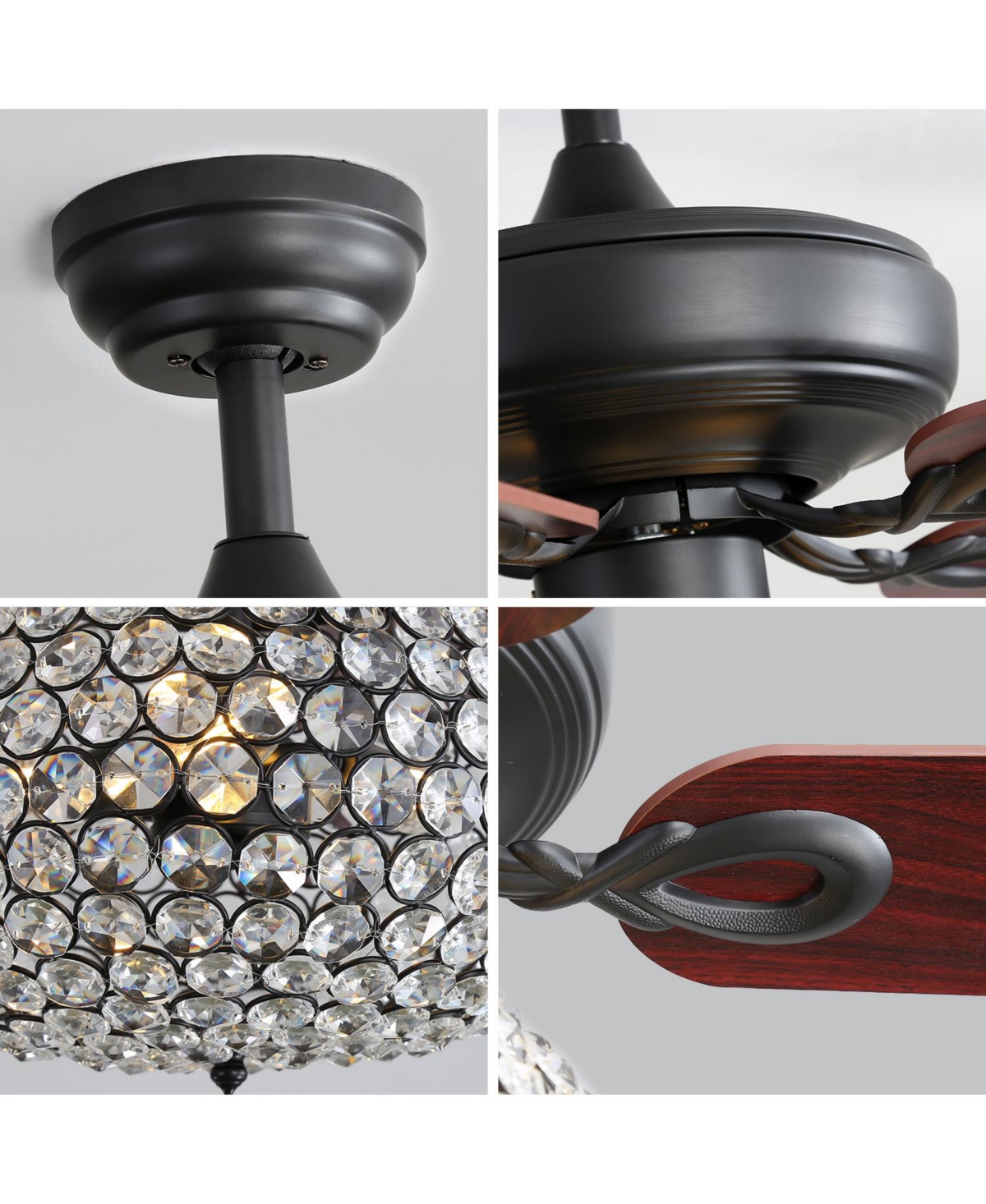 Sofucor Crystal Ceiling Fan, 3-Speed, Remote, Reversible Ac Motor