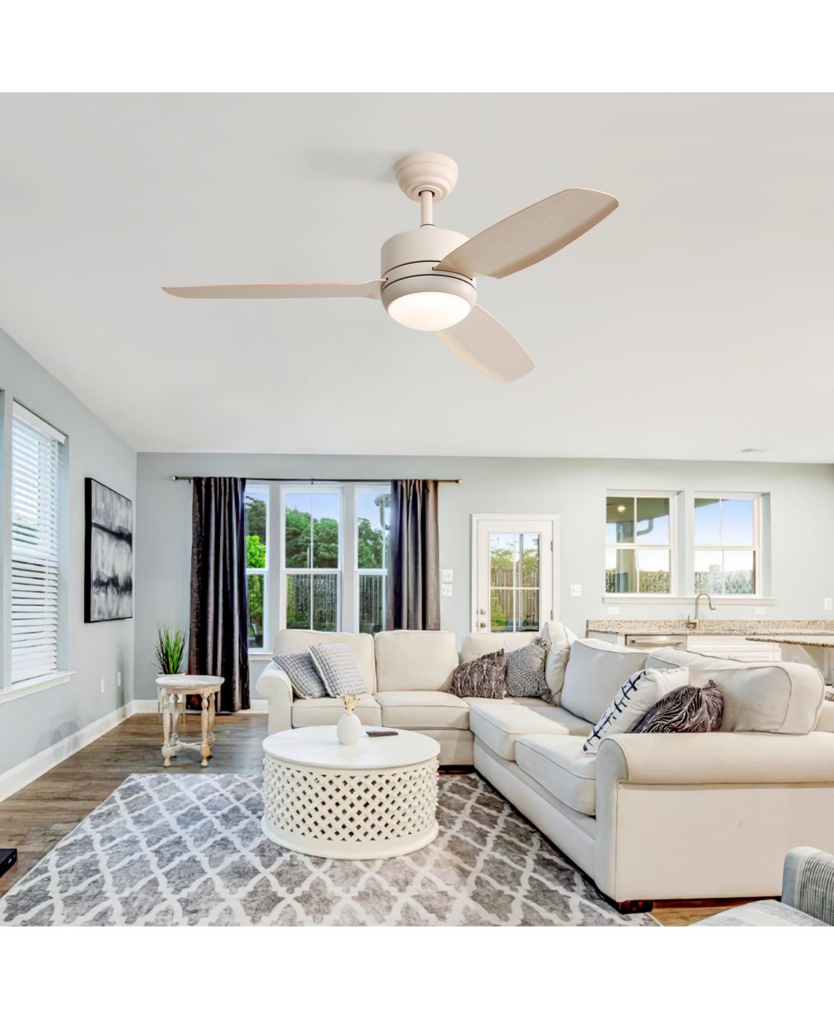 Sofucor Ceiling Fan with Lights & Remote, 18W Tri-Color Dimmable Light, Memory Function