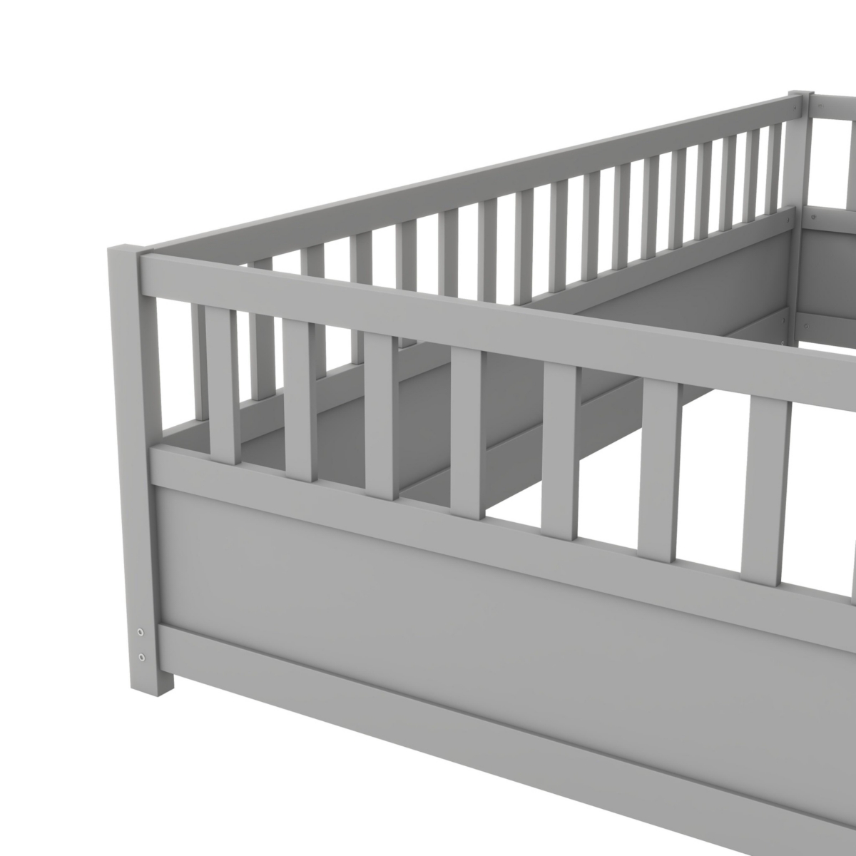 Streamdale Furniture Size Floor bed, integral construction with super high security barrier, door, children's floor bed frame, Montessori wooden