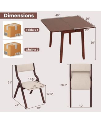 Kitchen Table Set for 2 Expandable Dining Table with 2 Upholstered Folding Chairs