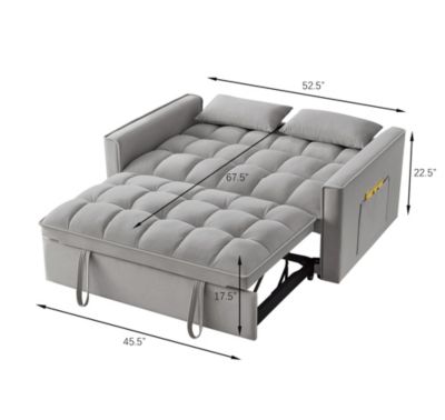 4-in-1 Space-Saving Velvet Loveseat Sofa Bed with Storage