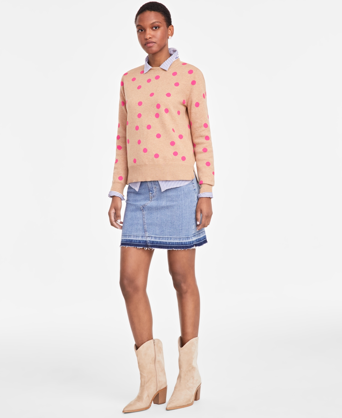 ON 34TH WOMEN'S CREWNECK LONG-SLEEVE SWEATER, CREATED FOR MACY'S 