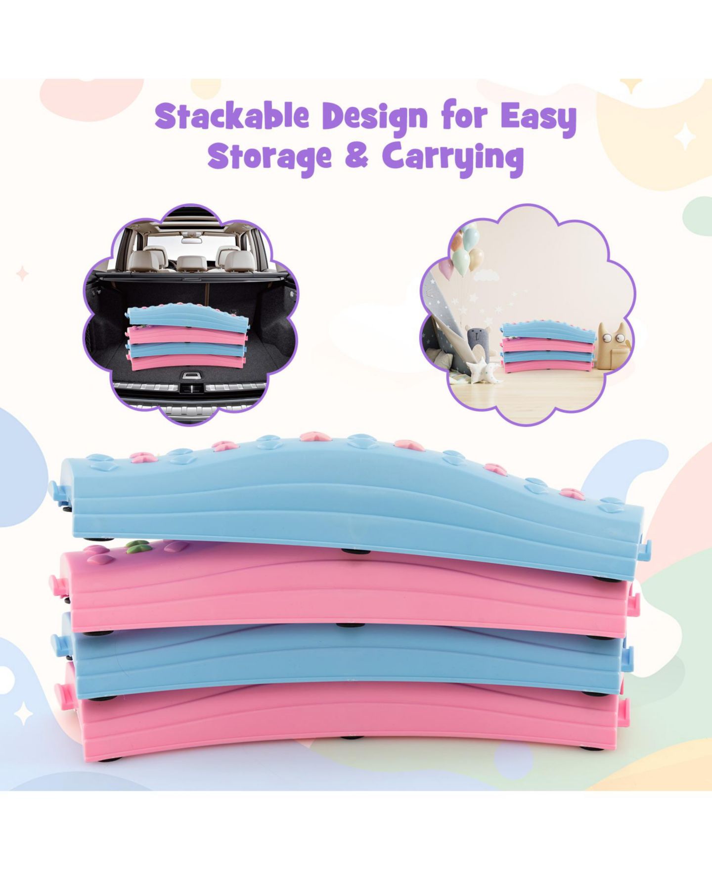 Детские игрушки GIVIMO Non-Slip Textured Stackable Balance Beam, 20-Piece Set, Ages 3+ — фото 5