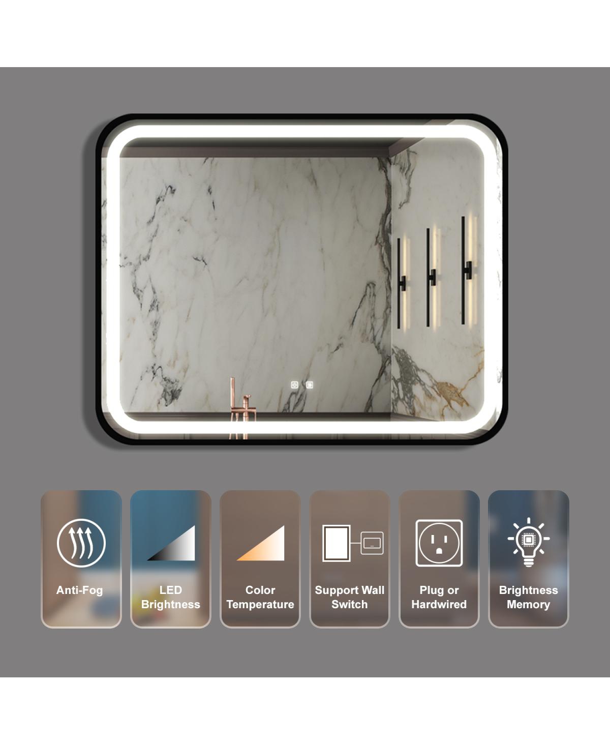 Streamdale Furniture Led Classy Vanity Mirror - 40x32 Inch, Dimmable Touch - Silver+grey