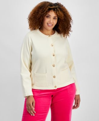 On 34th - Trendy Plus Size Milano Crewneck Cardigan