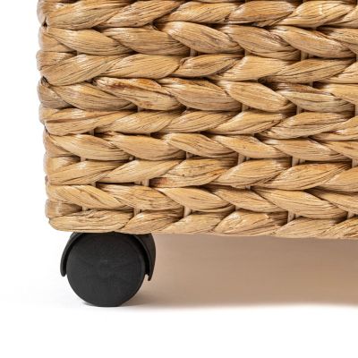 Chett 26.38&amp;#x22; Minimalist Hand-Woven Hyacinth/Wood Underbed Storage Bin with Wheels and Handles