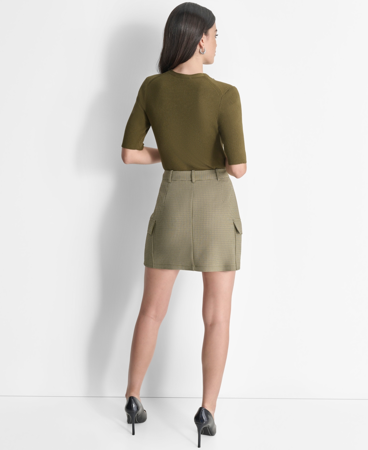 Dkny Women's Houndstooth Side-Pocket Mini Skirt