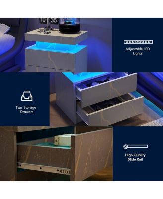 1 PC LED Nightstand with Drawers Nightstands