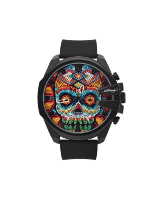 Ed Hardy Men's Matte Black Silicone Strap Analog Watch 53mm - Macy's