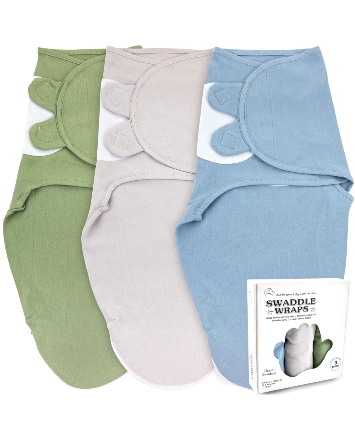 Bublo Baby Baby Girls Baby Swaddle Sleep Sacks with Zipper, 3 Pack Newborn Swaddle