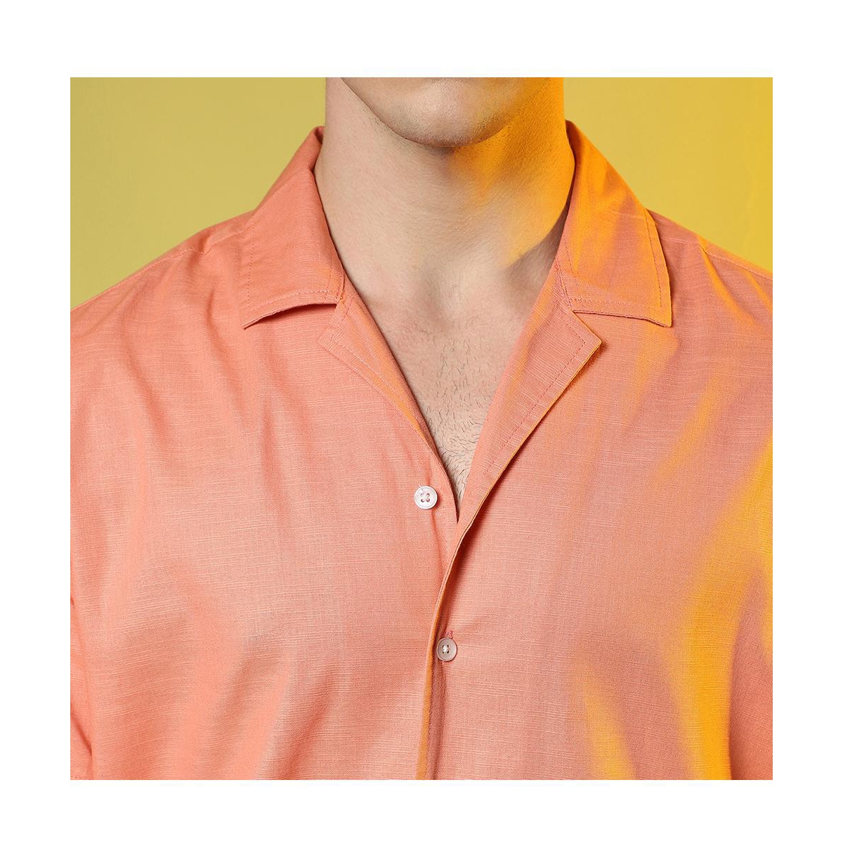 Campus Sutra Men's TangarineHeathered Shirt - Orange