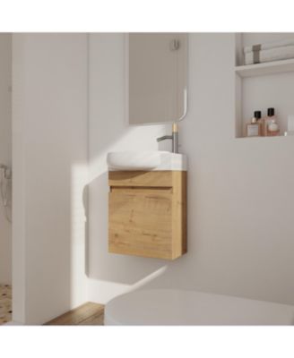 16" Bathroom Vanity with Sink and Soft-Close Doors for Small Spaces