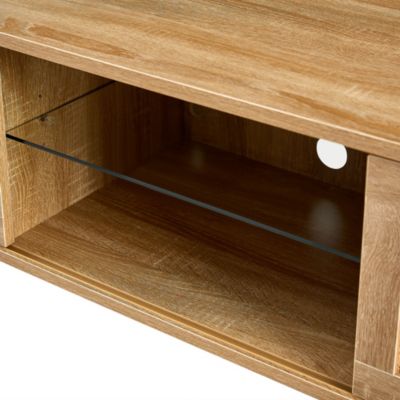  Rattan TV Cabinet with Adjustable Shelf and Colorful Light Strip