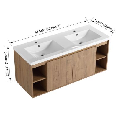 Streamdale 48" Wall Vanity with Dual Sink and Soft-Close Doors
