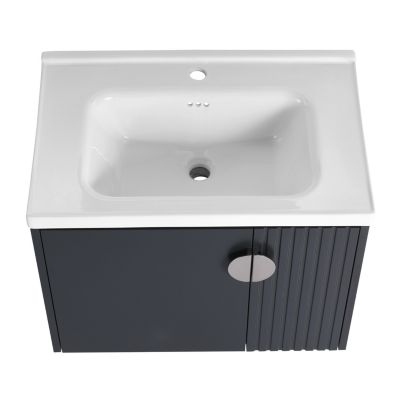 Sleek Wall-Mounted Vanity with Wave Plate and Sink