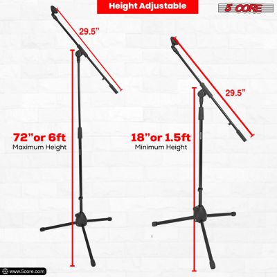 Tripod Mic Stand Heavy Duty Height Adjustable Floor Microphone Boom Arm Pedestal Para Microfono for Singing On Stage Studio - MS 080 4Pcs