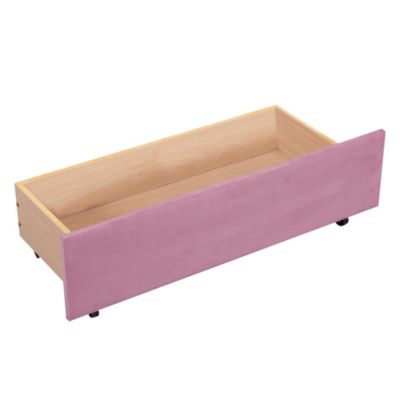 Streamdale Pink Upholstered Daybed with Ergonomic Backrest and Drawers