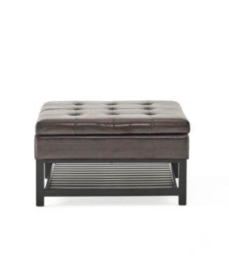 Finn Bonded Leather Ottoman With Storage And Rack