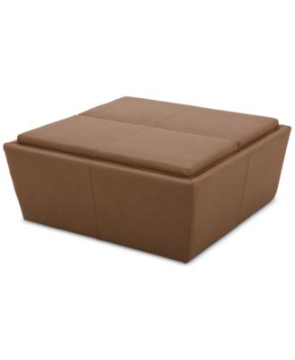 CLOSEOUT! Stolly Leather Storage Ottoman, Created for Macy's