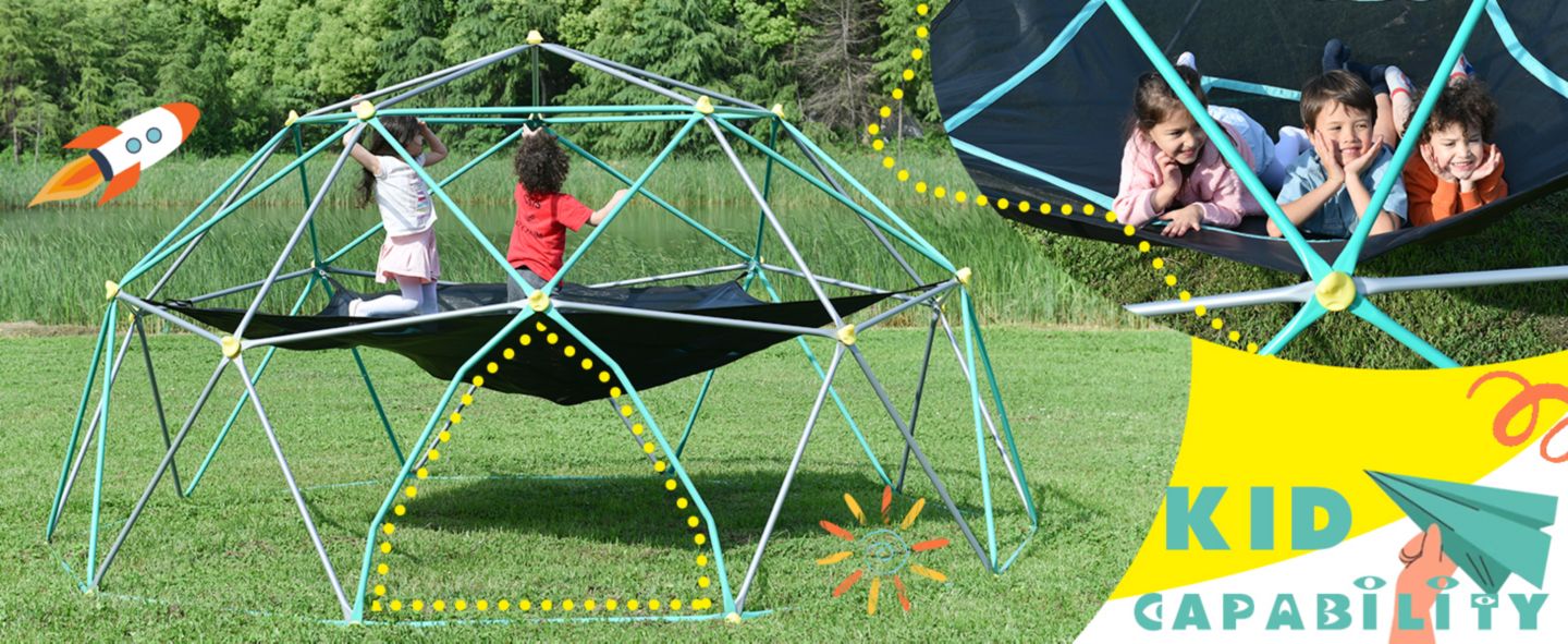 Детская игрушка Streamdale Furniture Geometric Rust-Resistant Climbing Dome, 13'W x 6.7'H, 1,000-lb Capacity, Ages 3+, цвет: Зелёный — фото 8