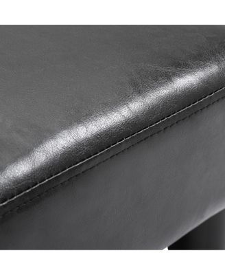 Small Faux Leather Ottoman Footrest, Black