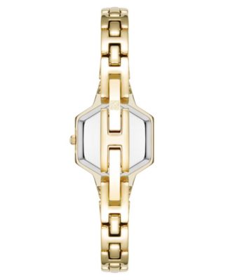 Women's Quartz Petite Hexagonal Black and Gold-Tone Alloy Metal Bracelet Watch, 21mm