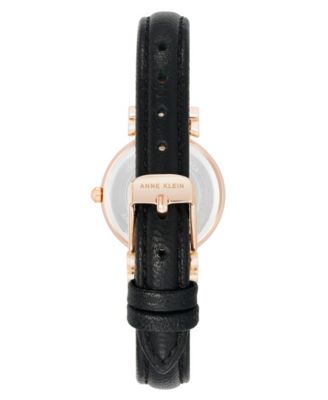 Women's Quartz Black Classic Leather and Rose Gold-Tone Alloy Metal Strap Watch, 28mm