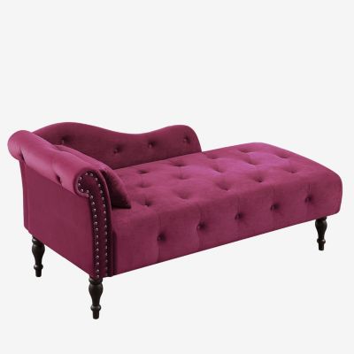 Elegant Velvet Chaise Lounge with Tufted Buttons and Nailhead Trim