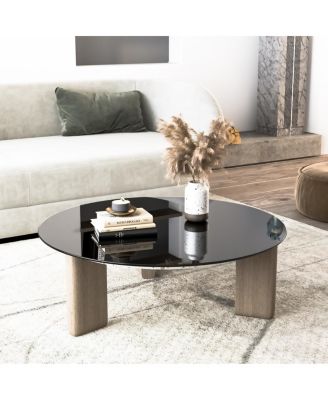 36" Tempered Glass Tabletop, 1/4" Thick, Black, Polished Edge