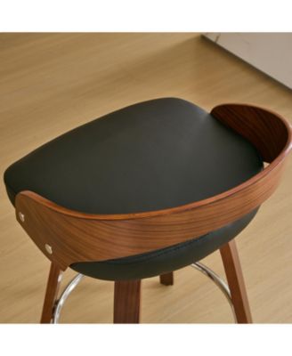  Walnut Finish Mid-Century Modern Bar Stools (Set of 2)