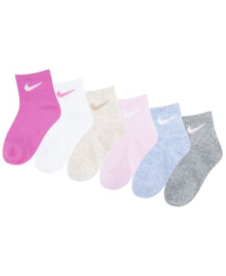 Baby Girls' or Baby Boys' and Toddler Swoosh Ankle Socks, 6-Pack