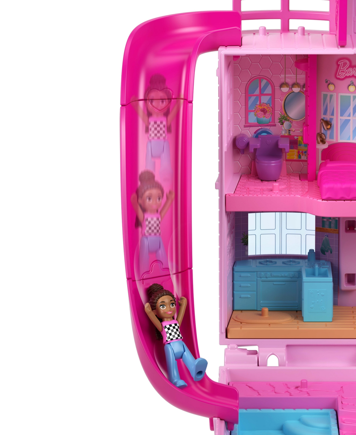 Polly Pocket Barbie Dreamhouse Compact, Dollhouse Playset with 3 Micro Dolls - Multi-Color