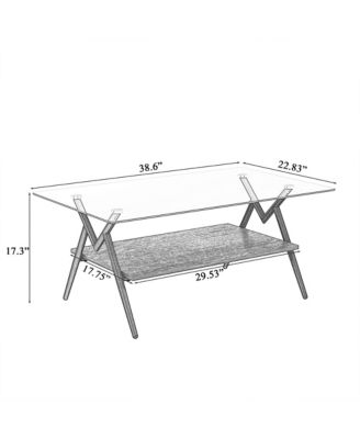 Streamdale Modern Glass Coffee Table with Black MDF Shelf