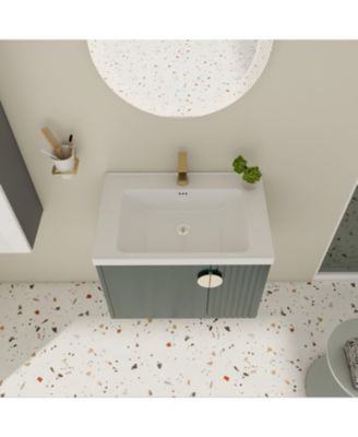 + 1 Pc. + Ceramic + Soft-Close Doors + Wall-Mounted Vanity