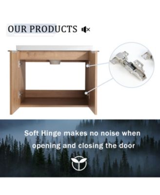 Wall-Mounted Vanity with Soft-Close Doors and Storage Shelves