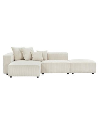 Beige Corduroy Modular Sectional Sofa Set