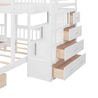 Triple Size Wood Bunk Bed with Drawers &acirc;€“ Bunk Bed