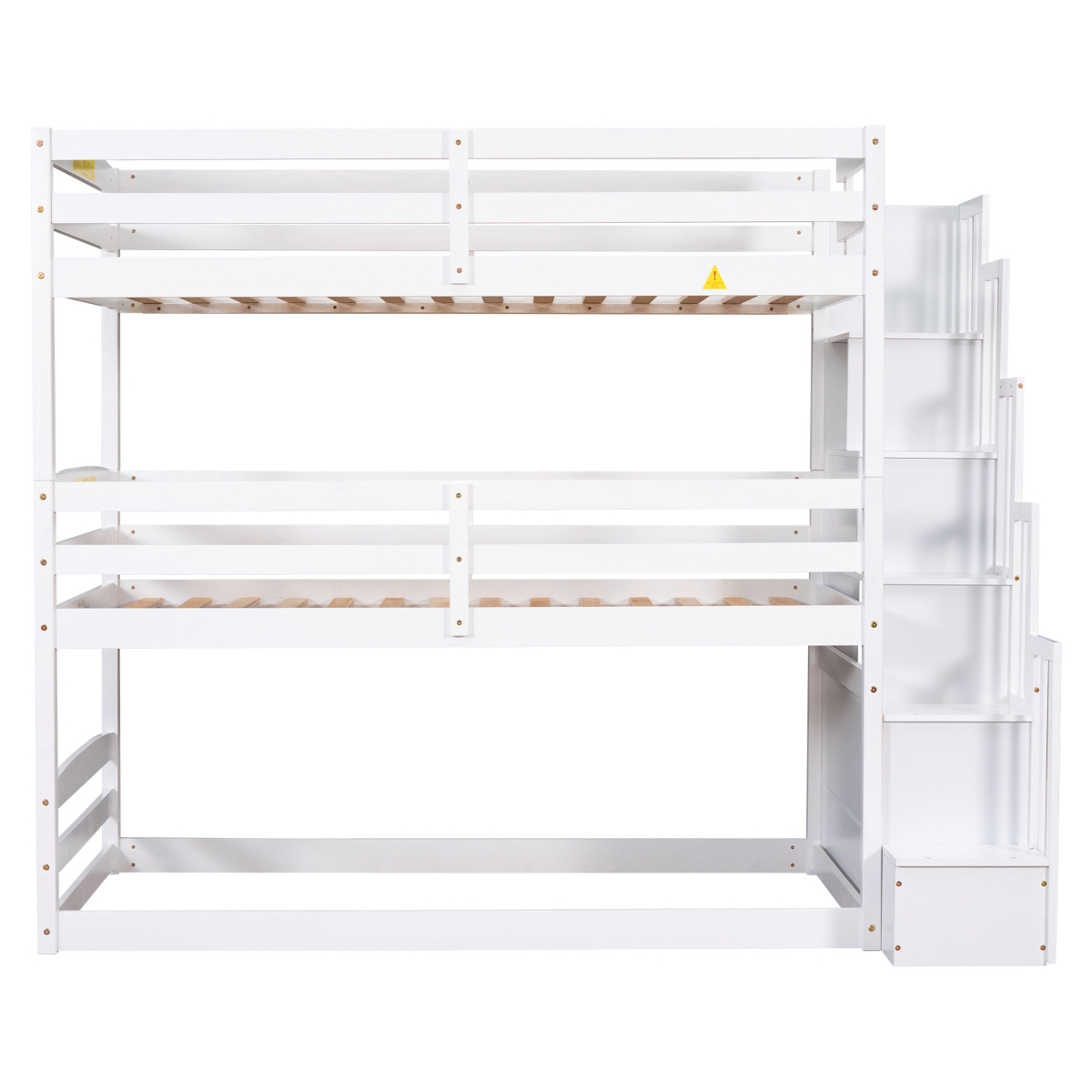 Streamdale Furniture Twin Size Triple Bunk Bed With Storage Staircase, Separate Design