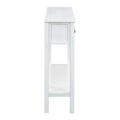Antique White Console Table with Drawers and Shelf
