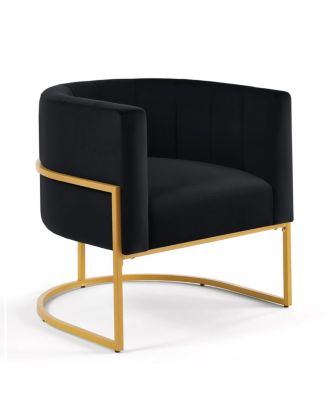 Golden Metal Chair with Velvet Upholstery