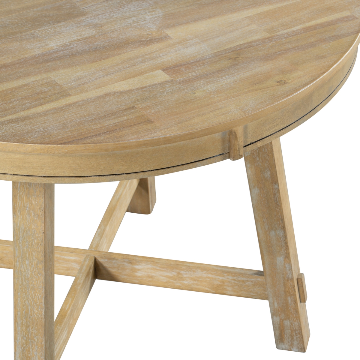 Streamdale Furniture Farmhouse Round Extendable Dining Table With 16 Leaf Wood Kitchen Table