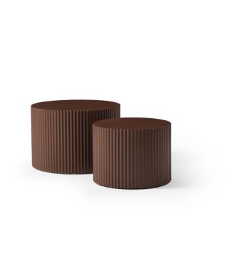 2-Piece Brown MDF Nesting Table Set
