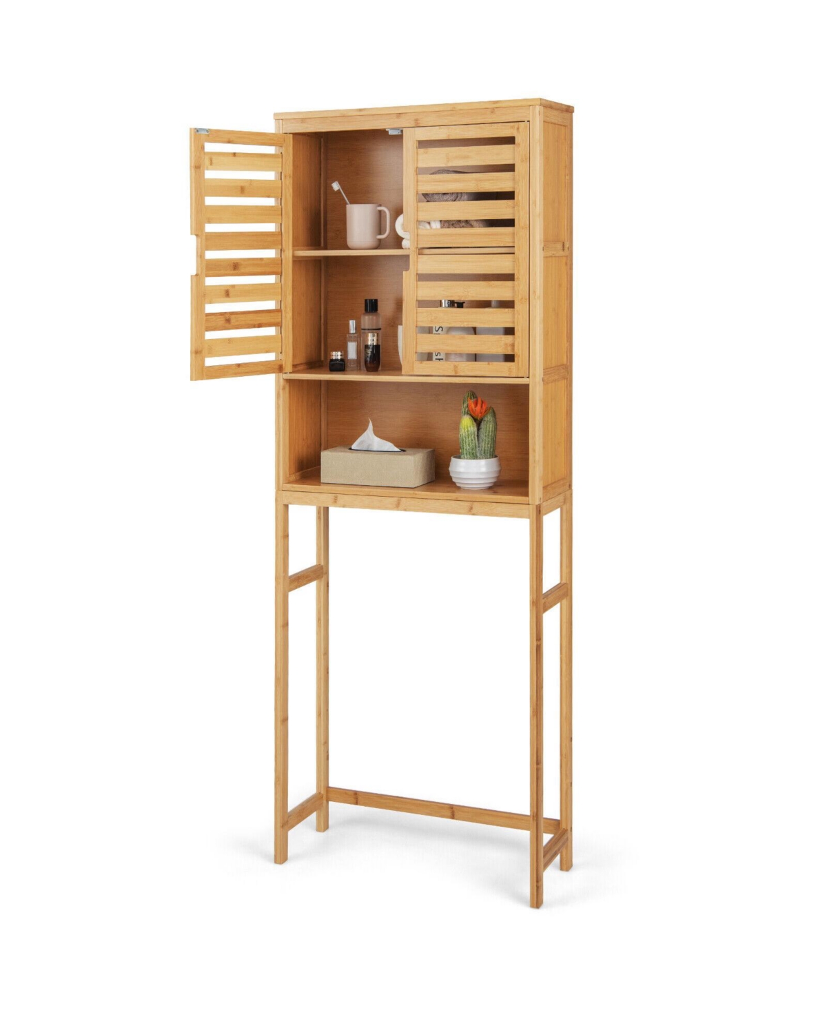 Givimo Bamboo Over The Toilet Storage Cabinet Bathroom with Adjustable Shelf