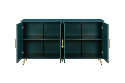 1 Count wood Green TV Stand with Storage & Adjustable Shelves