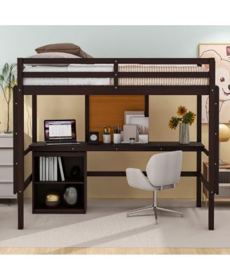 Twin Loft Bed with Desk & Storage
