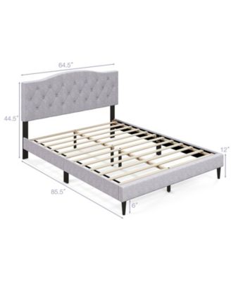 Queen Size Upholstered Platform Bed with Button Tufted Headboard-Queen Size